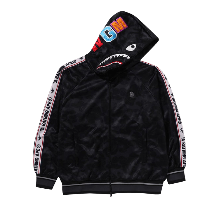 BAPE Solid Camo Relaxed Fit Shark Full Zip Hoodie "Black"