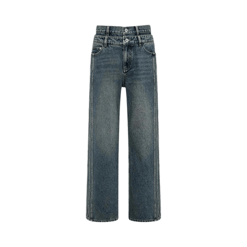 Feng Chen Wang Denim Seaming Double Waist Pants "Blue"