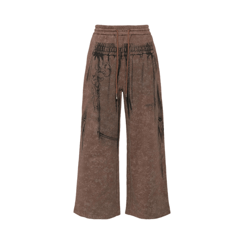 Feng Chen Wang Deconstruction Printed Sweatpants "Coffee"