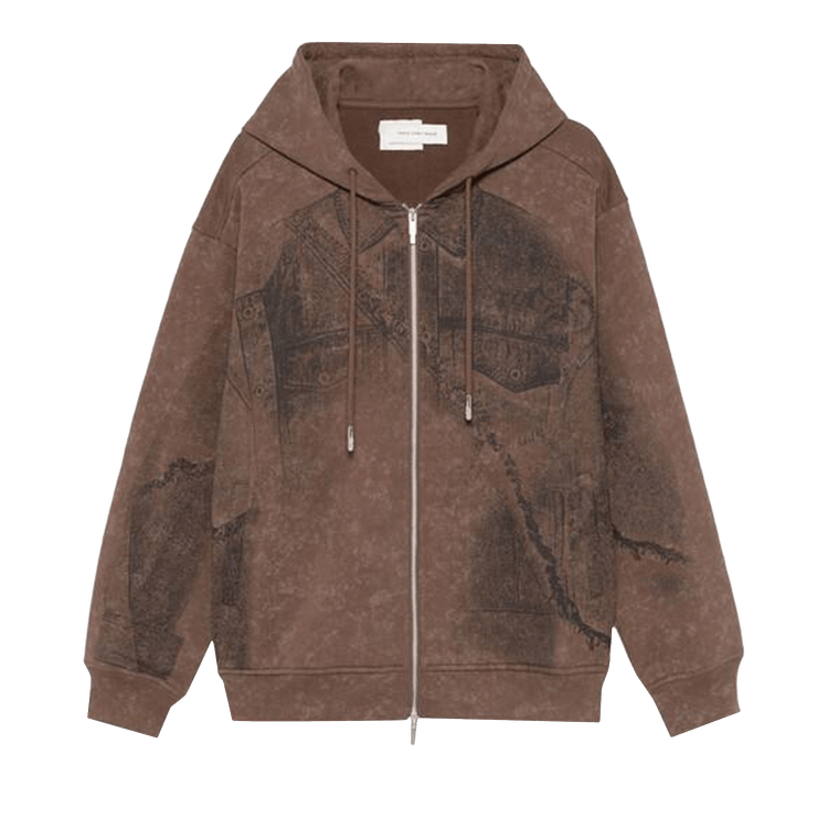 Feng Chen Wang Deconstruction Printed Hoodie "Brown"