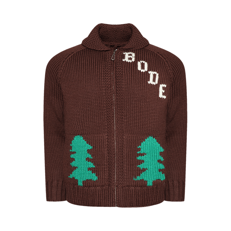 Bode Fir Motif Cardigan "Brown"