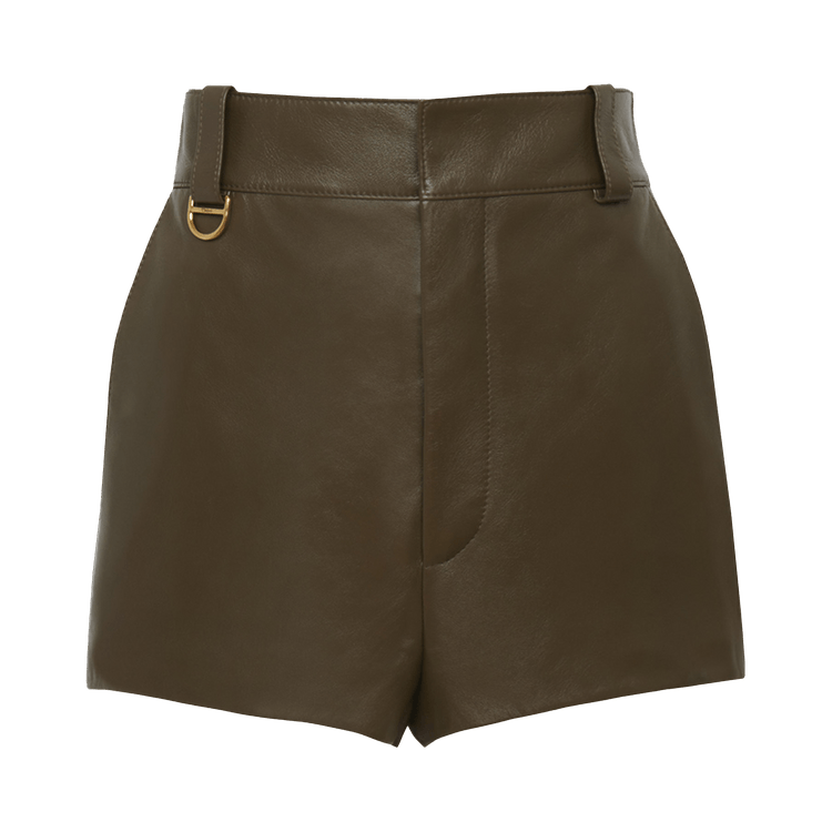 Chloé Leather Shorts "Deep Olive"
