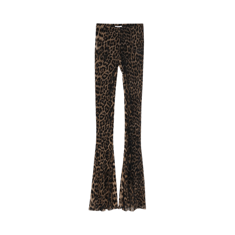Jean Paul Gaultier Leopard Print Mesh Flare Trousers "Beige/Brown/Dark Brown/Black"