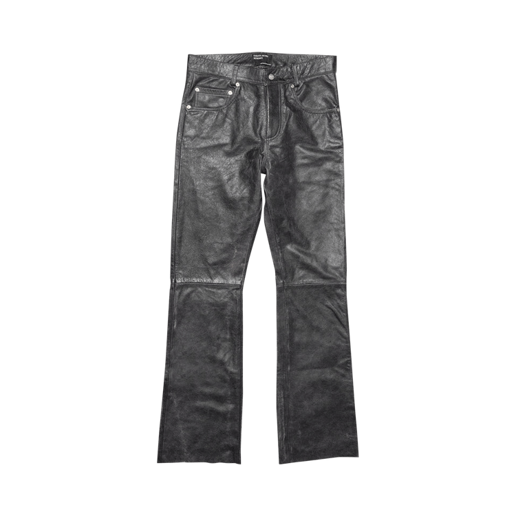 Enfants Riches Déprimés Distressed Raw Hem Leather Flare Jeans "Black/Sand"