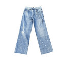 Birth Of Royal Child Printed Cross Chains Washed Denim "Blue"