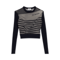 Jean Paul Gaultier Mesh Layer Crewneck Ribbed Mariniere Pullover "Navy/White/Black"