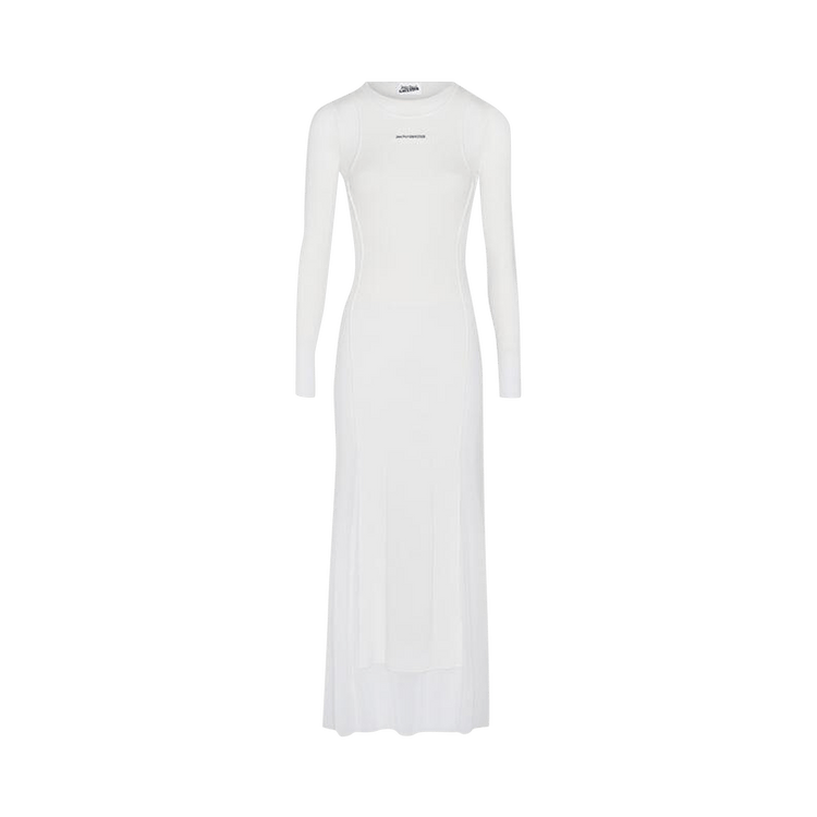 Jean Paul Gaultier Rib Petit Grand Application Mesh Long Dress "White/White"