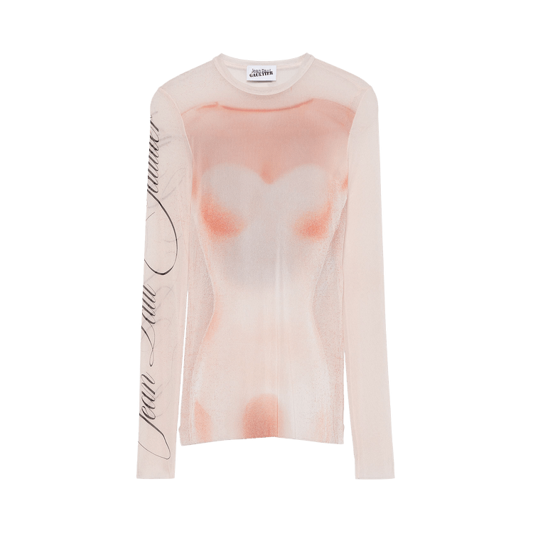 Jean Paul Gaultier Printed Le Classique Mesh Top "Pale Pink/Dusty Pink"