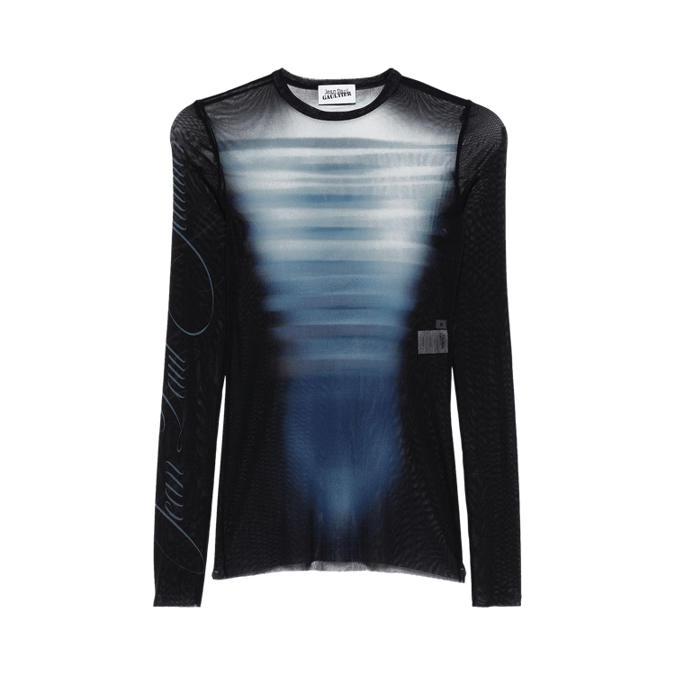 Jean Paul Gaultier Printed Le Mâle Mesh Top "Navy/Light Blue/White"