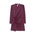 Rabanne Plaid Long-Sleeve Dress "Red/Blue"
