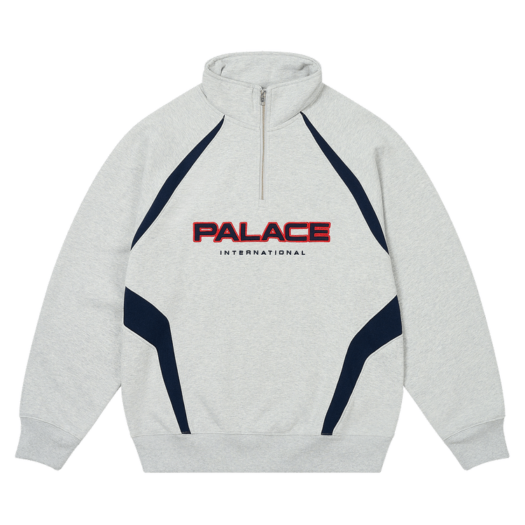 Palace International 1/4 Zip "Grey Marl"
