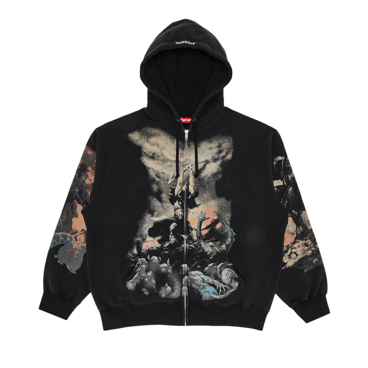 Supreme x Frank Frazetta Zip Up Hooded Sweatshirt "Black"