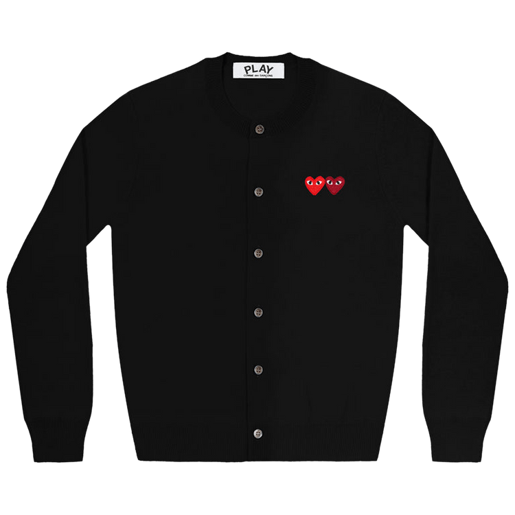 Comme des Garçons PLAY Wool Layered Double Heart Cardigan "Black"