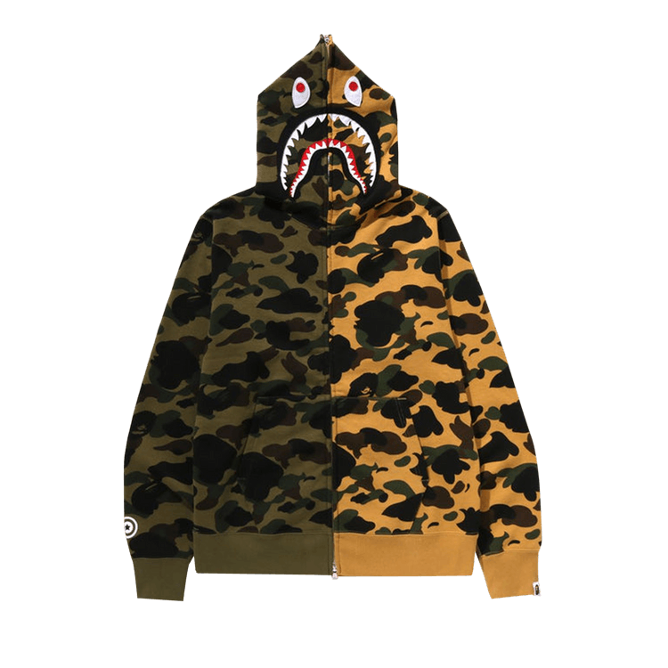 BAPE 1st Camo Separate Shark Full Zip Hoodie "Green"