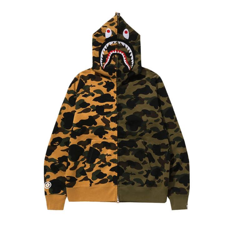 BAPE 1st Camo Separate Shark Full Zip Hoodie "Yellow"