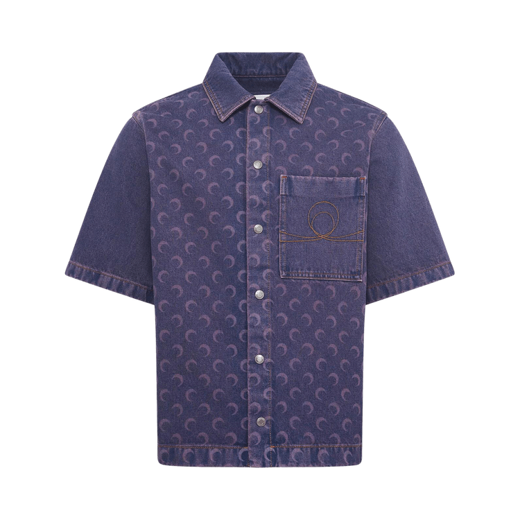 Marine Serre Moon Laser Denim Workwear Shirt "Lavender"