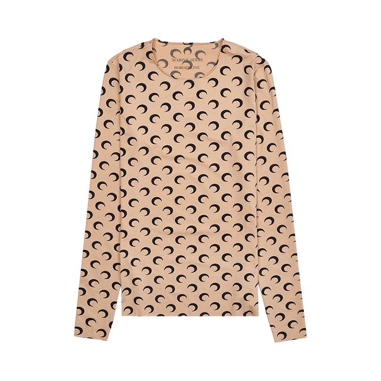 Marine Serre Recycled Moon Jersey Short-Sleeve Crewneck Top "Tan"