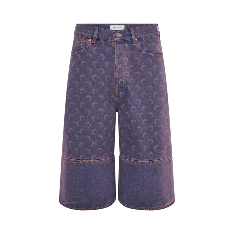 Marine Serre Moon Laser Denim Bermudas "Lavender"