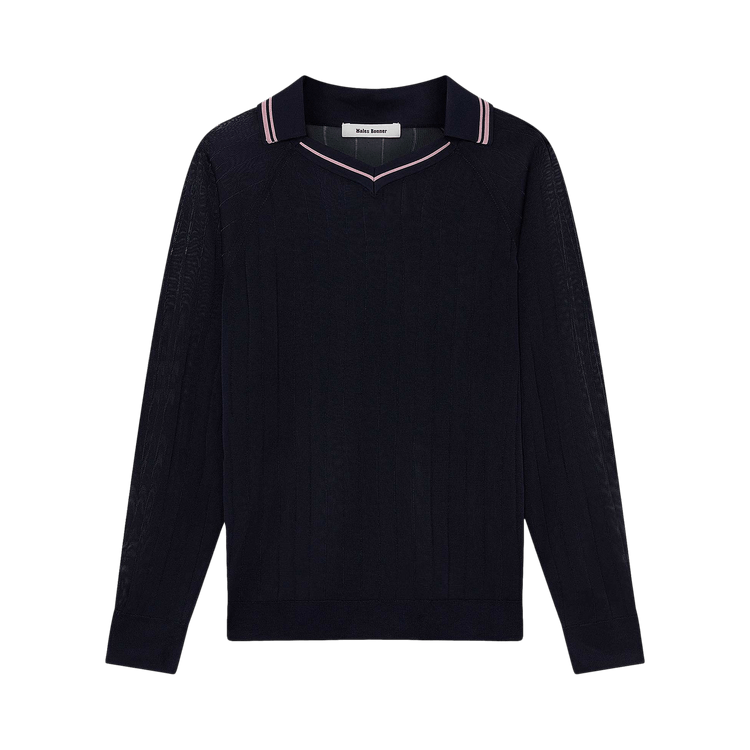 Wales Bonner Roots Polo Shirt "Navy/Pink"