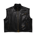 Willy Chavarria Belted Leather Vest "Black"