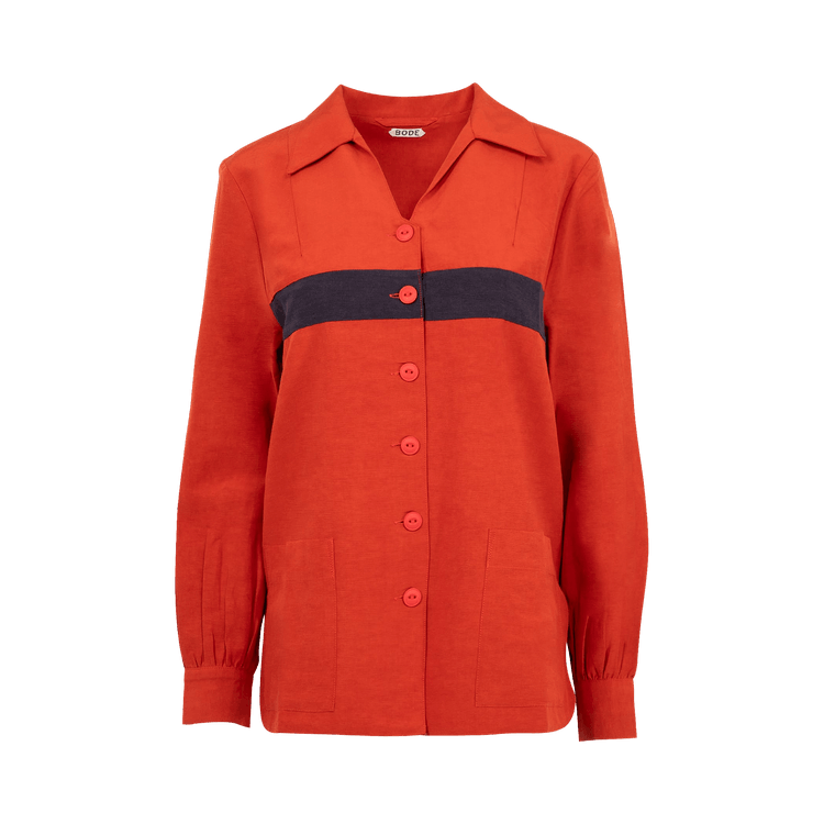 Bode Waterfront Shirt "Red/Navy"