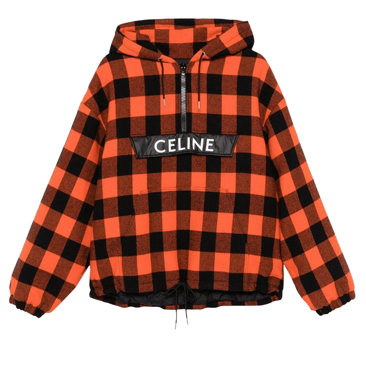 CELINE Checkered Quarter-Zip Hoodie "Orange"