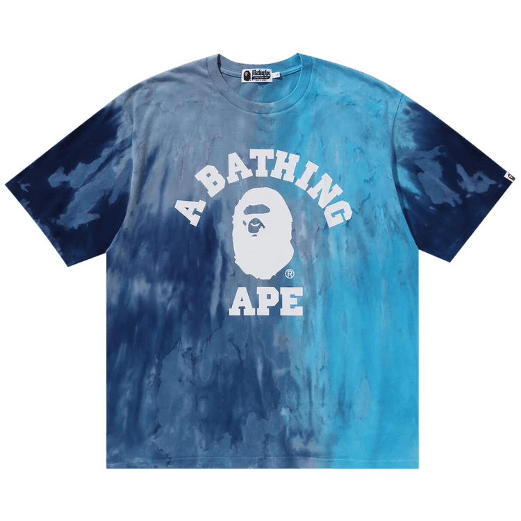 BAPE Ice Dye College Relaxed Fit Tee "Blue"