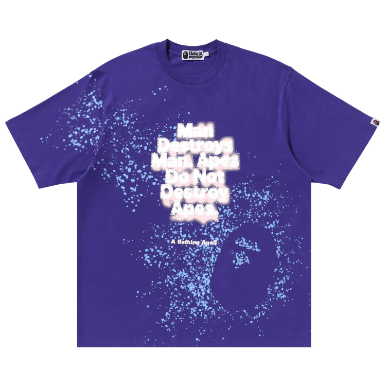 BAPE Spray Print Slogan Relaxed Fit Tee "Purple"