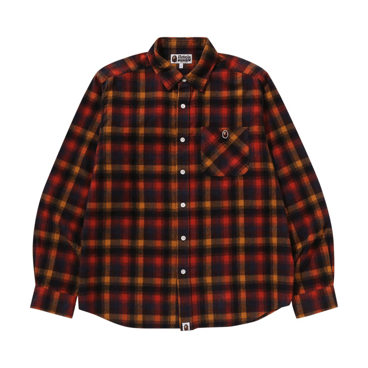 BAPE Ape Head One Point Check Relaxed Fit Shirt "Red"
