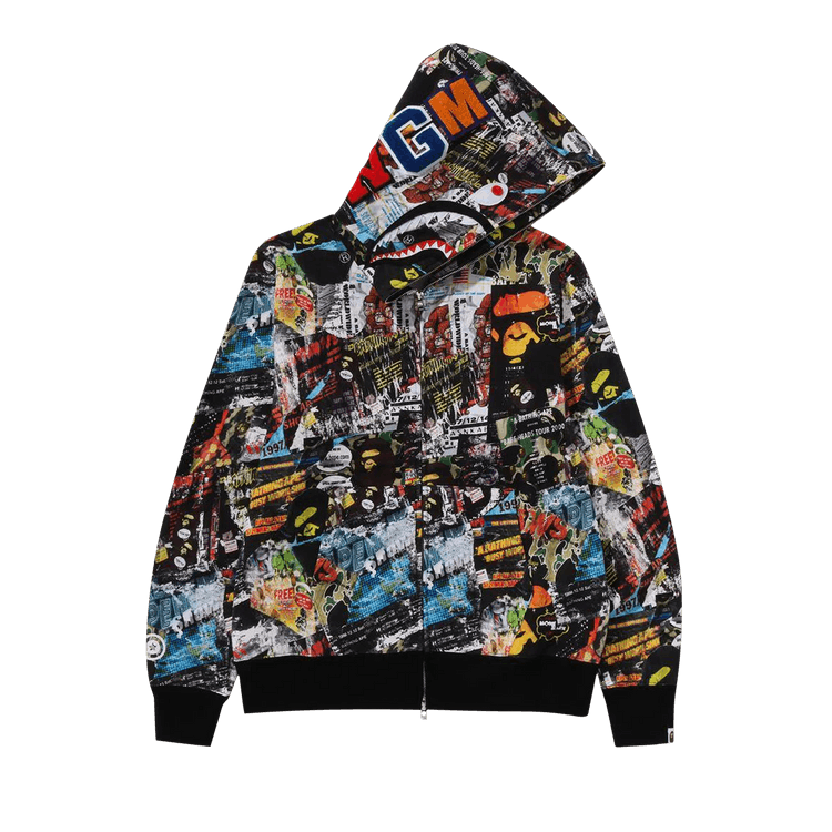 BAPE Flyer Pattern Shark Full Zip Hoodie "Multicolor"