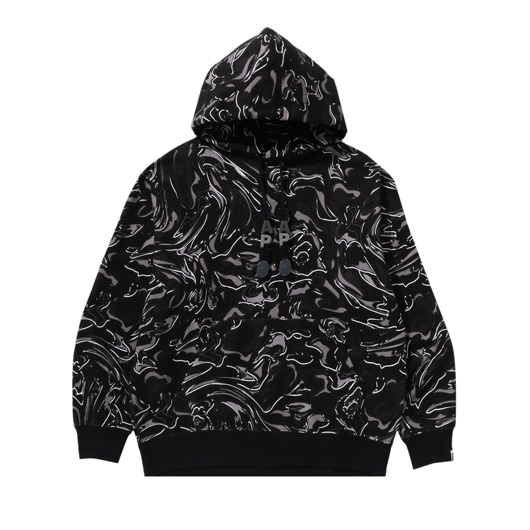 BAPE Marbling Camo Relaxed Fit Pullover Hoodie "Black"