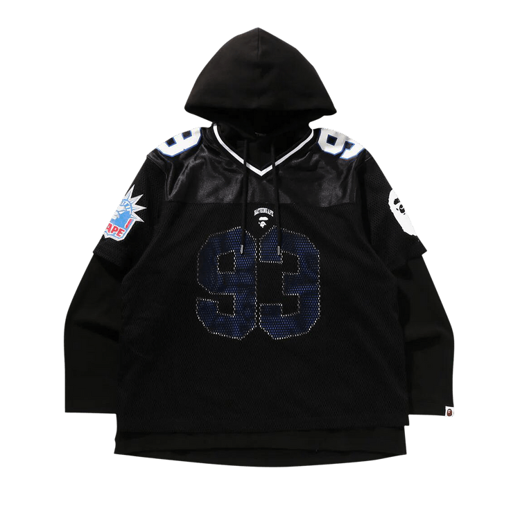 BAPE Multi Logo Layered Sleeves Relaxed Fit Football Jersey "Black"