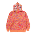 BAPE Marbling Camo Shark Relaxed Fit Full Zip Hoodie "Orange"