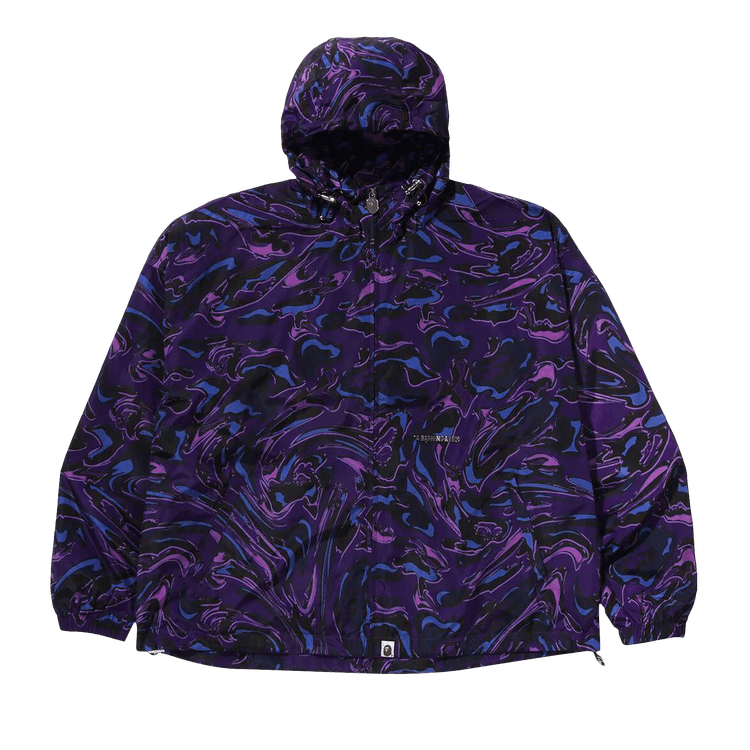 BAPE Marbling Camo Bathing Ape Logo Nylon Hooded Jacket "Purple"