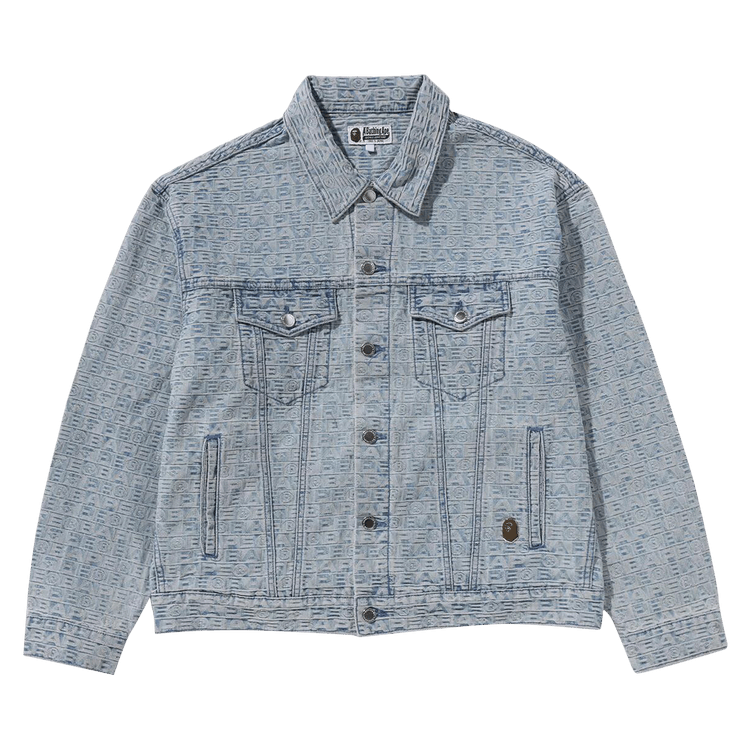BAPE Lux Sport Pattern Jacquard Denim Trucker Jacket "Light Indigo"
