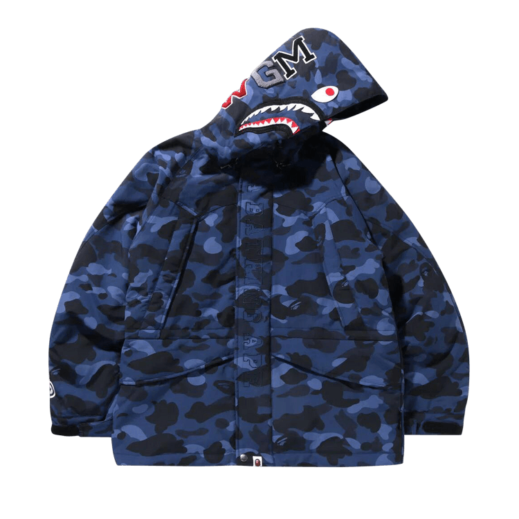 BAPE Color Camo Shark Snowboard Down Jacket "Navy"