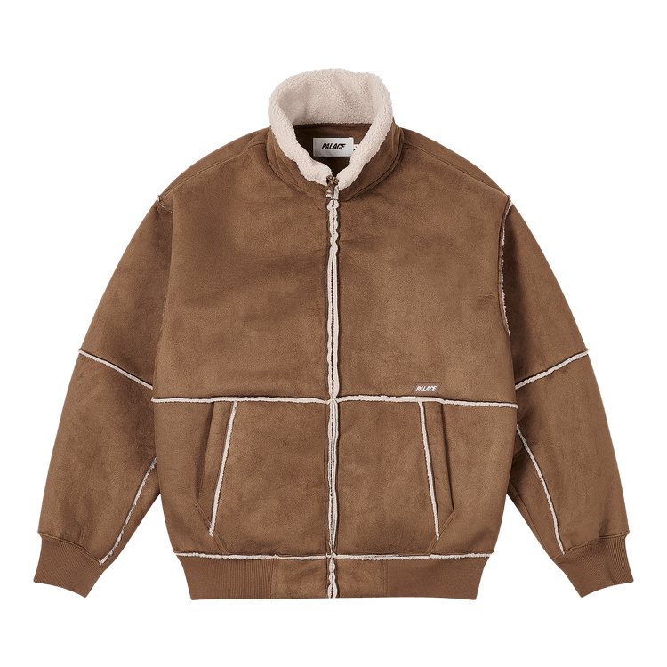 Palace Sherpa Faux Suede Funnel "Caked Brown"