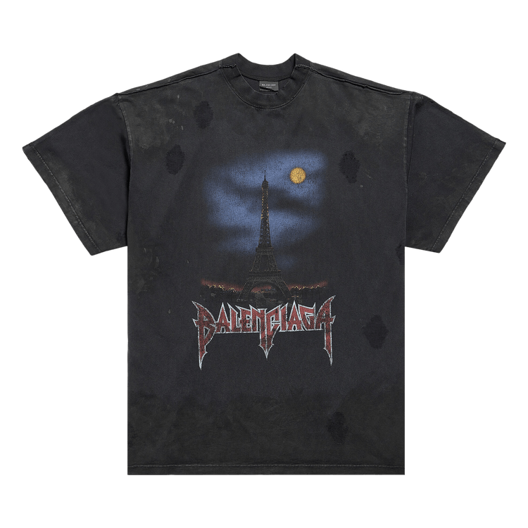 Balenciaga Paris Moon Double Front T-Shirt "Wash Black"