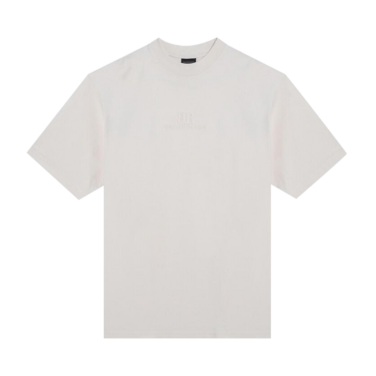 Balenciaga Logo Embroidered T-Shirt "Ecru"