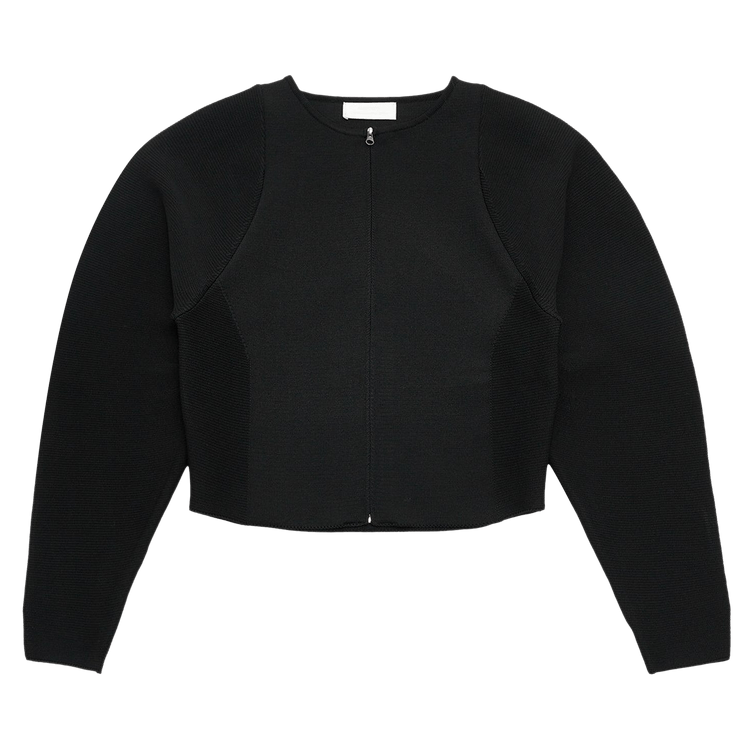 Amomento Rounded Zip-Up Cardigan "Black"