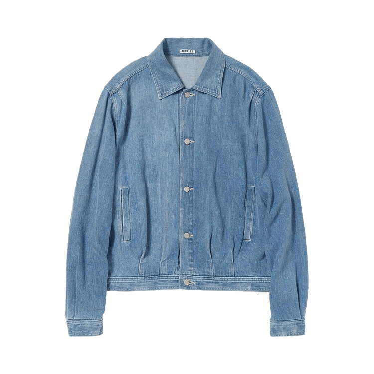 Auralee Selvedge Faded Light Denim Blouson "Light Indigo"