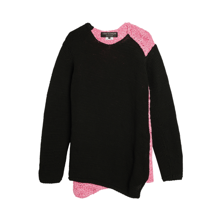 Comme des Garçons Homme Plus Polyester Lily Yarn Jersey x Wool Rayon Slub Jersey T-Shirt "Black/Pink"