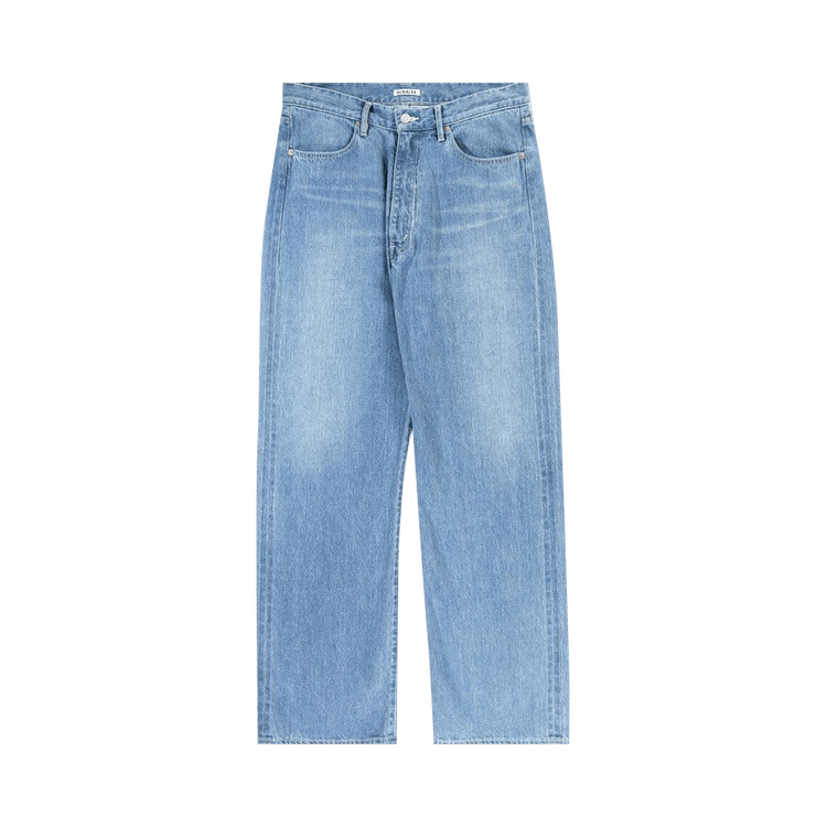 Auralee Selvedge Faded Light Denim Pants "Light Indigo"