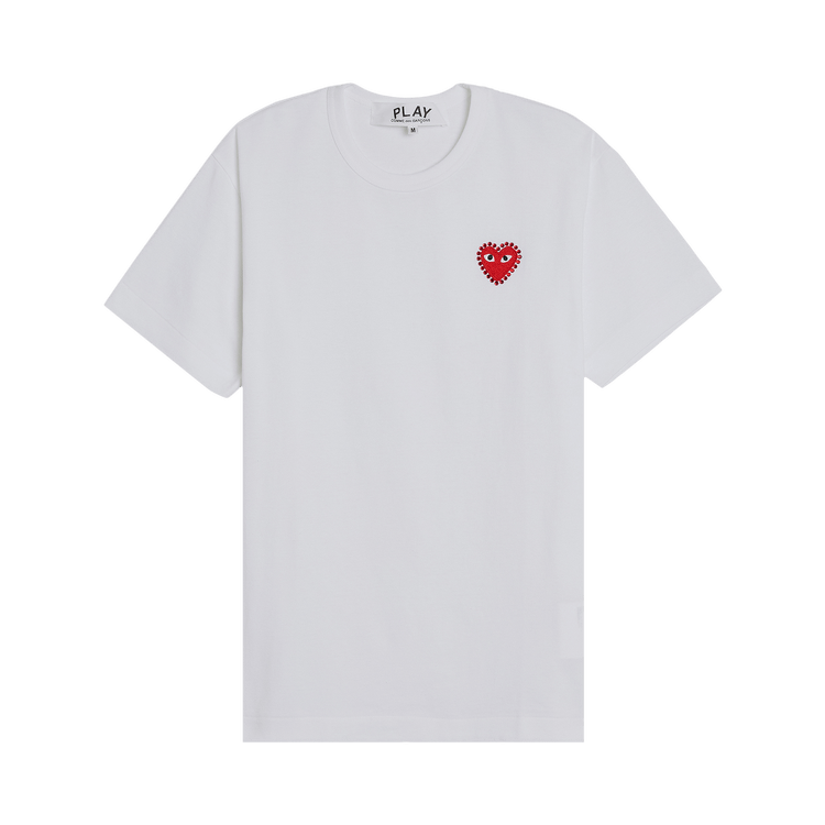 Comme des Garçons PLAY Emblem Rhinestone Heart T-Shirt "White/Red"