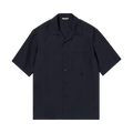 Auralee Super Fine Tropical Wool Open Collar Half Sleeved Shirt "Dark Navy"