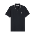 Stone Island Compass Patch Logo Contrast Stripe Polo "Navy Blue"
