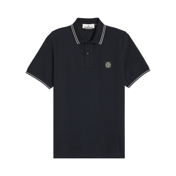 Stone Island Compass Patch Logo Contrast Stripe Polo "Navy Blue"