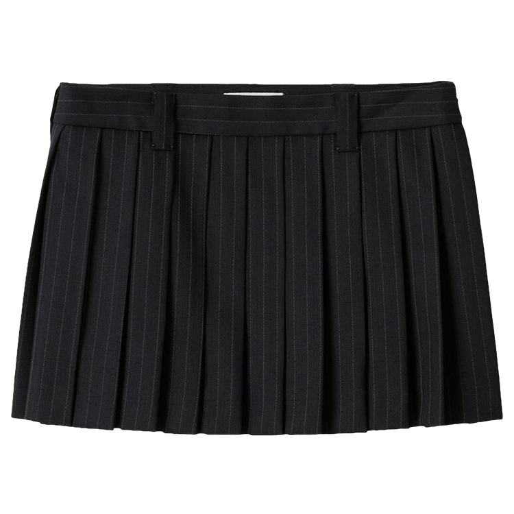 Miu Miu Pleated Pinstripe Mini Skirt "Black"