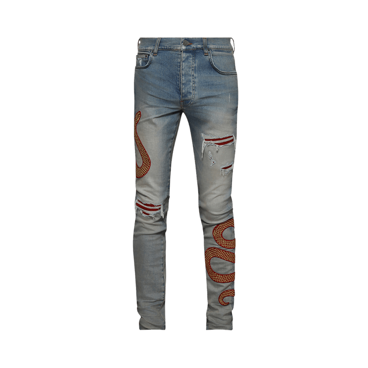 Amiri CNY Snake Skinny Jean "Antique Indigo"