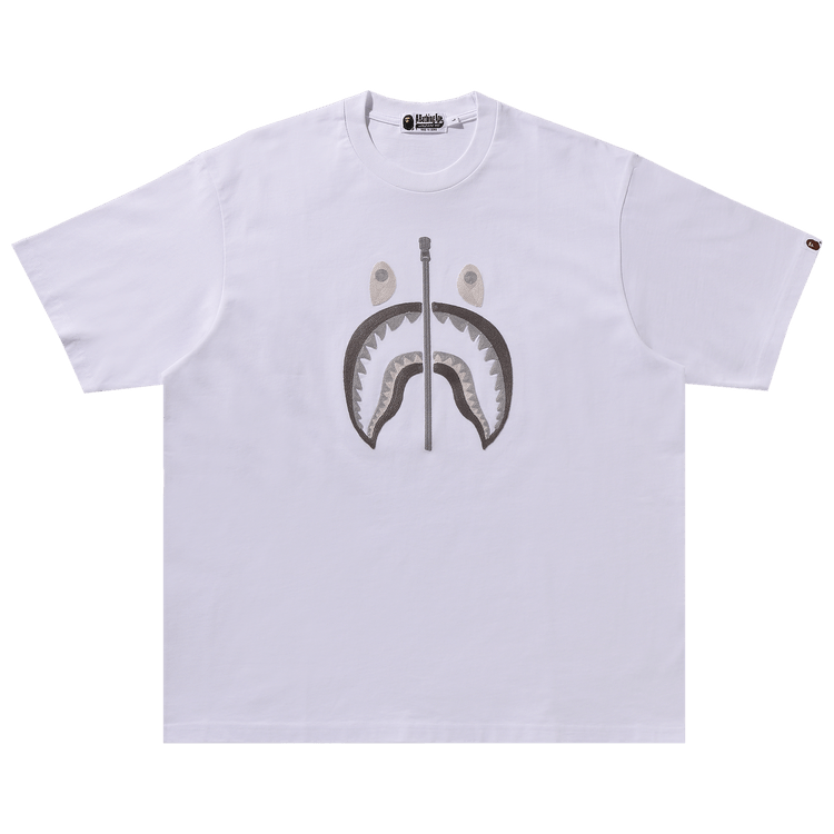 BAPE Chain Stitch Shark Relaxed Fit Tee "White"